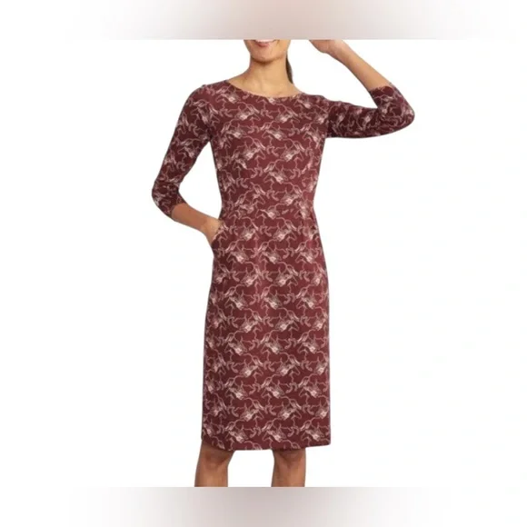 Boden Penny Dress Wild Horse Print Sheath Pencil Knee Length 3/4 Sleeve Red 6R - Picture 3 of 12
